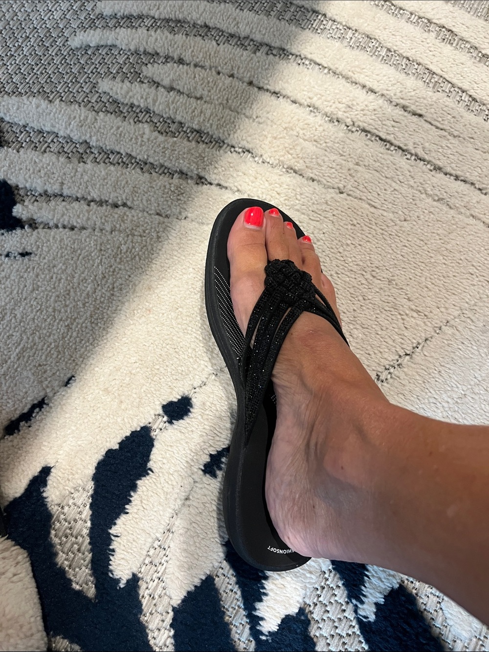 Clarks Black Beaded Flip Flop Cloudsteppers Slide Sandals size 7 New! - Picture 5 of 5